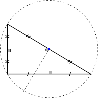 Right bisector and circumcentre - right triangle